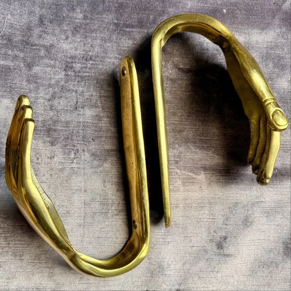Pair of Brass Hand Curtain Tie Backs